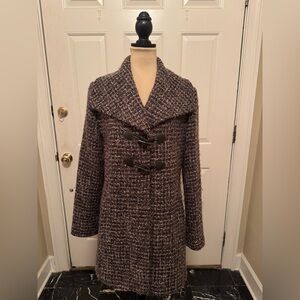 Ellen Tracy Sz 12 Tweed Coat with Toggle Closures